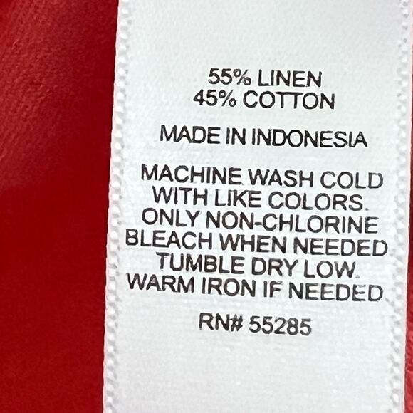 EXPRESS Women's Top Size Large Orange Linen Blend Button Down Long Sleeve - Picture 11 of 11